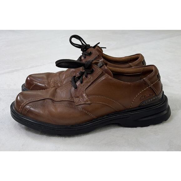 Clarks Collection Extreme Comfort Men\'s Brown Leather Shoes Size 9.5W Lace Up FS